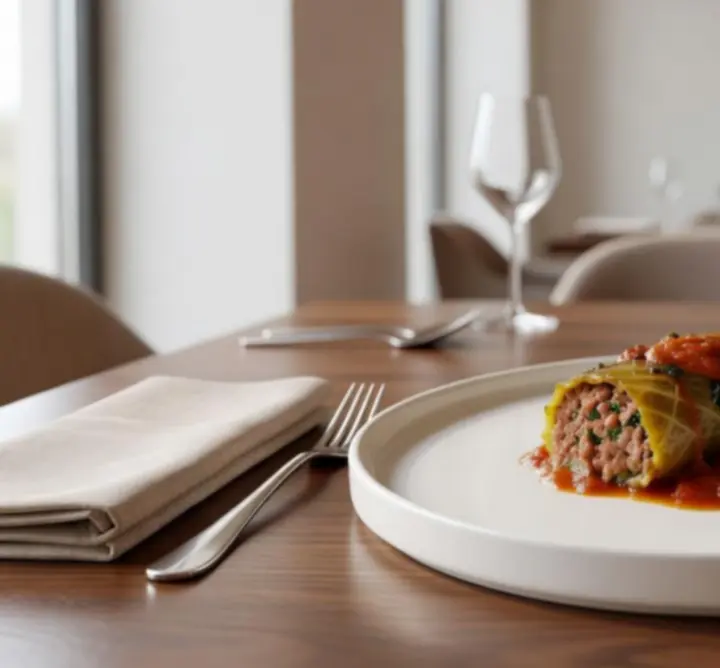 Preparate românești reinterpretate, prezentate modern într-un restaurant luminos